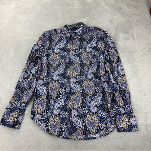 Robert Graham Men's Small Classic Fit Paisley Navy Long Sleeve Shirt